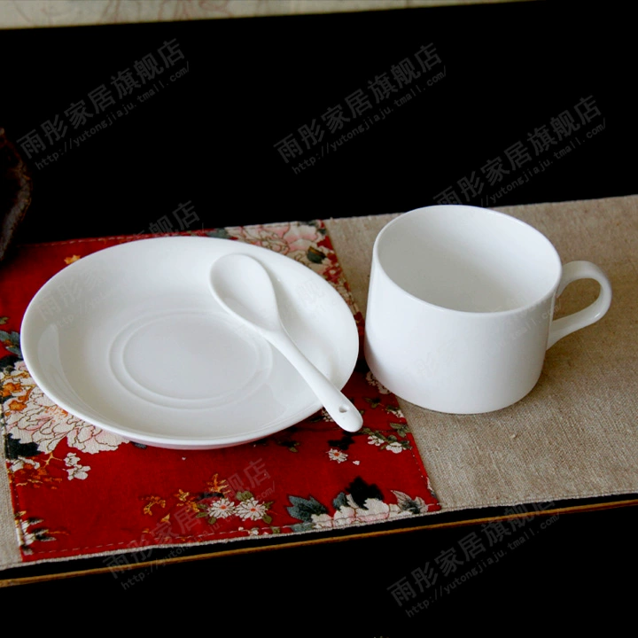 Jingdezhen xương gốm Trung Quốc cốc cà phê trắng tiếng Anh tách trà đỏ dụng cụ cà phê - Cà phê