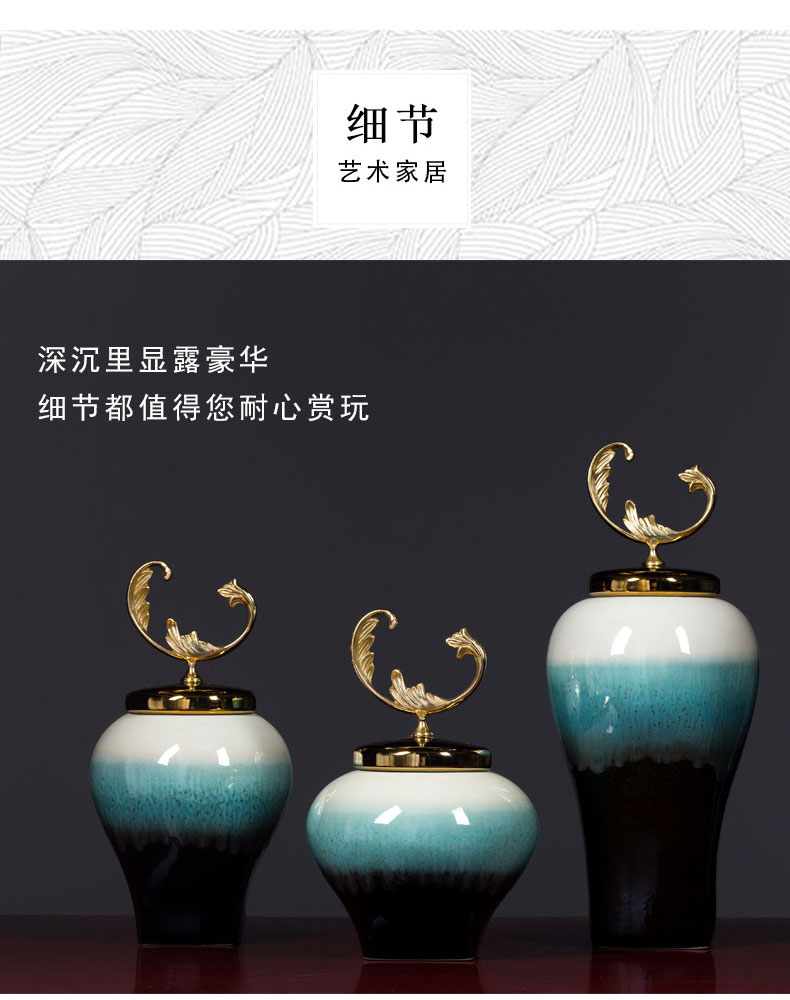 New Chinese style ceramic vase simulation flower art furnishing articles creative TV ark, metal accessories decorative up porcelain decoration