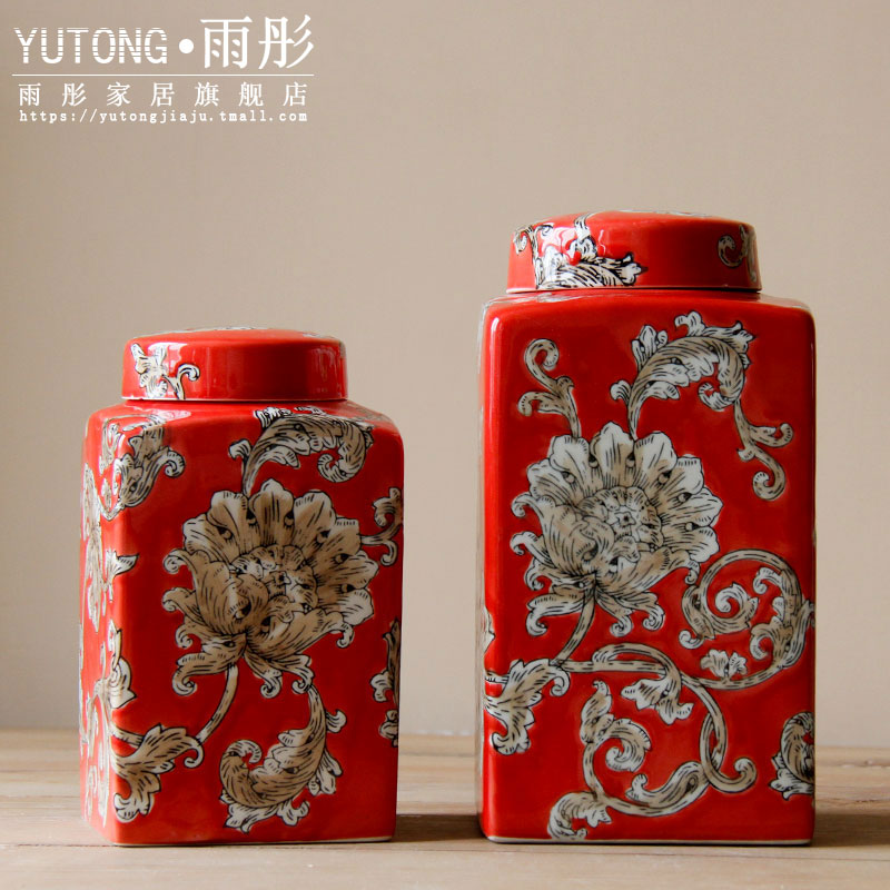 Europe type restoring ancient ways is antique hand - made ceramic square tank mesa place storage jar jar bottles of rural household ornaments