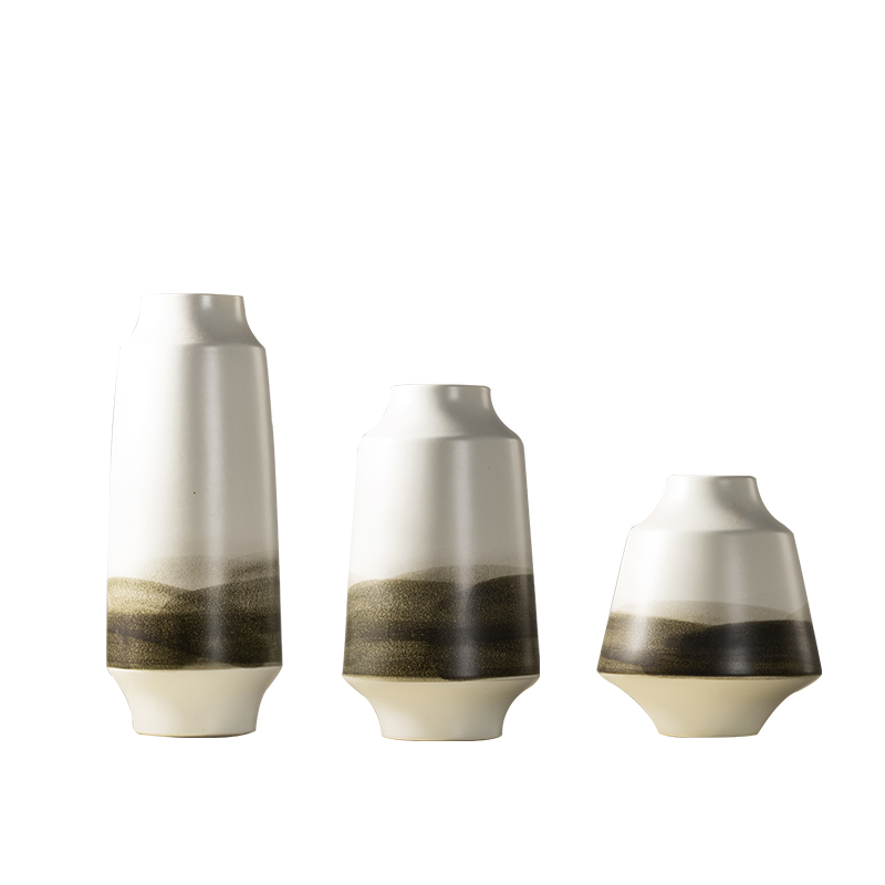 The New Chinese ink painting ceramic vase three - piece decorations mesa of I sitting room decoration simple flower arranging furnishing articles