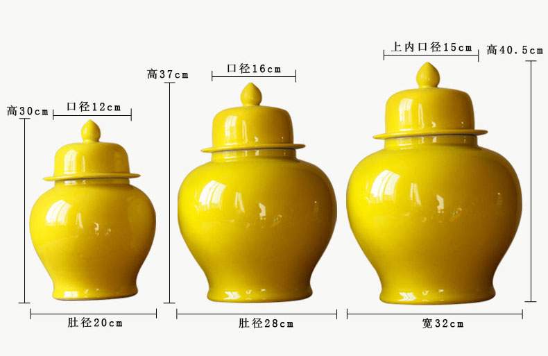 Jingdezhen ceramic checking lemon yellow ceramic tank storage tank furnishing articles to decorate the study model soft outfit business hall