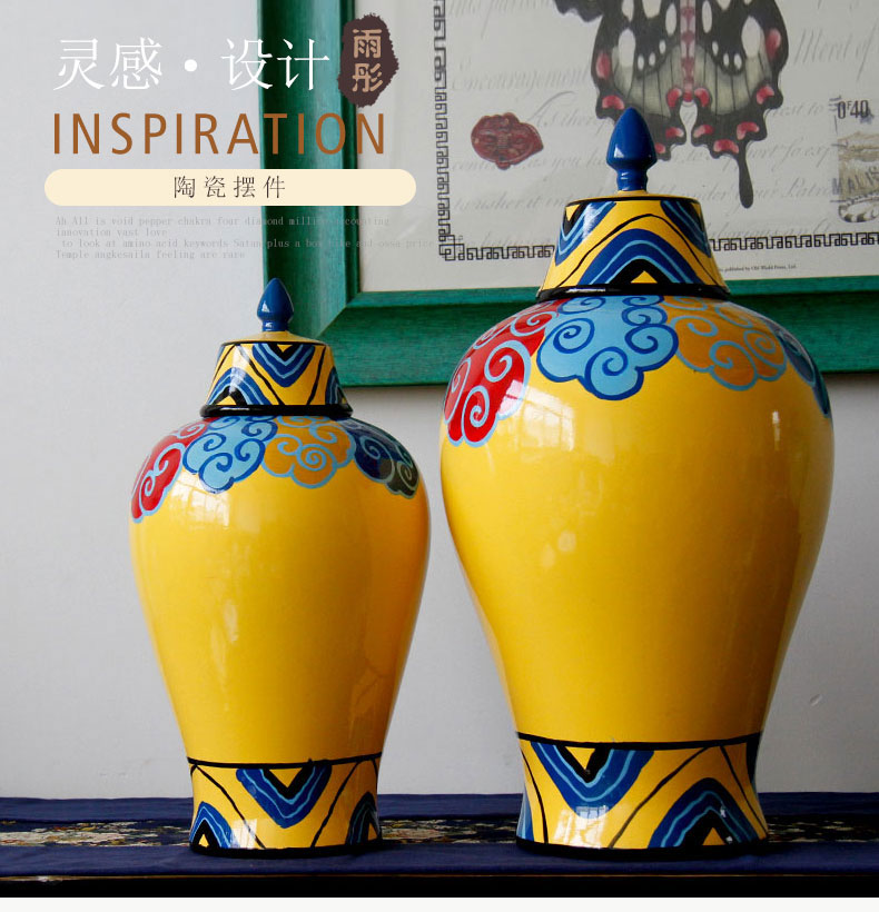 Rain tong home | jingdezhen ceramics household imperial momentum xiangyun general pot decorative furnishing articles manual coloured drawing or pattern