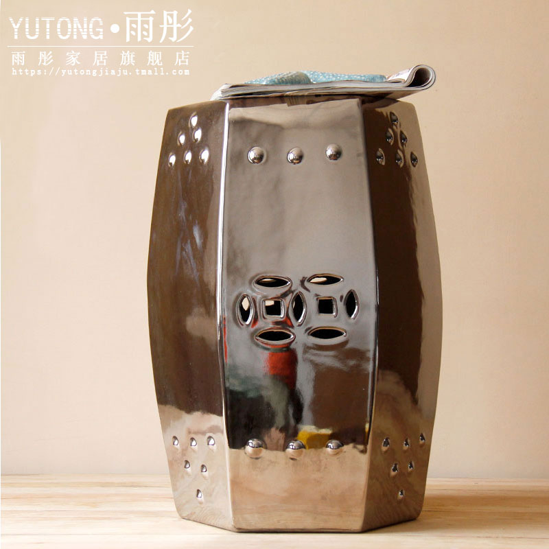 Jingdezhen ceramic gold - plated checking ceramic who in shoes who household creative square who six edge round adornment in shoes
