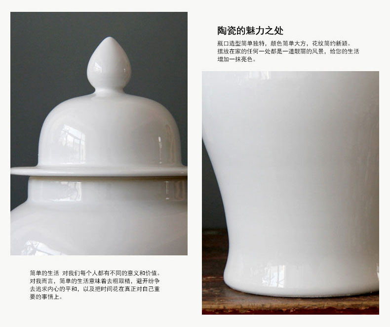 Jingdezhen ceramic general single glaze hand white tank contracted modern furnishing articles storage tank ceramic decoration