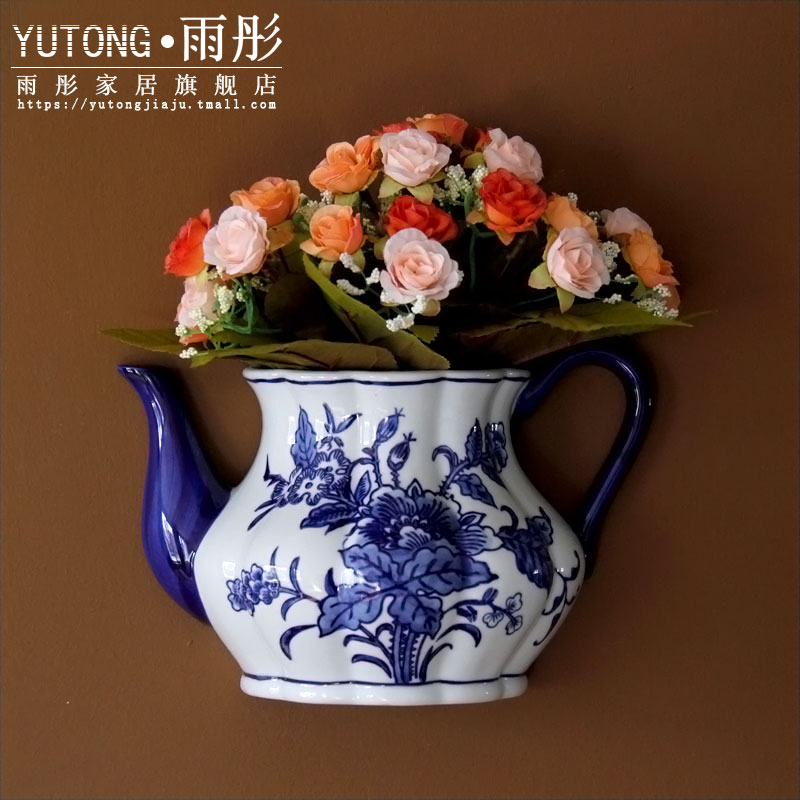 Jingdezhen blue and white porcelain ceramic flower hanging wall act the role ofing household decorative furnishing articles ceramic wall hanging butterfly