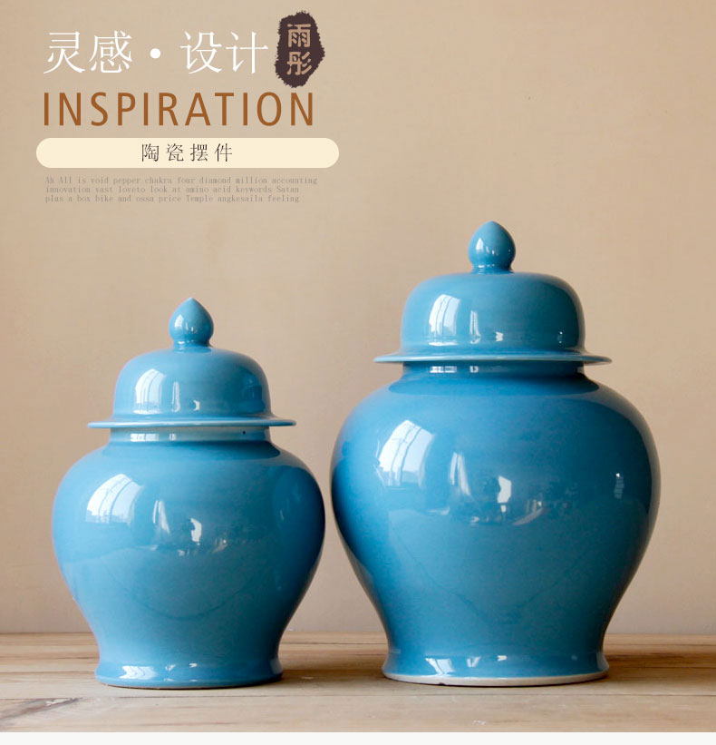 Rain tong home | home furnishing articles furnishing articles of jingdezhen ceramic blue beauty contracted atmospheric storage tank of pottery and porcelain