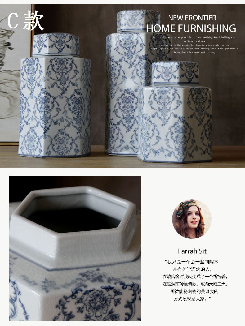 Rain tong home | jingdezhen blue and white porcelain ceramics classic wind and ceramic pot with cover can of furnishing articles