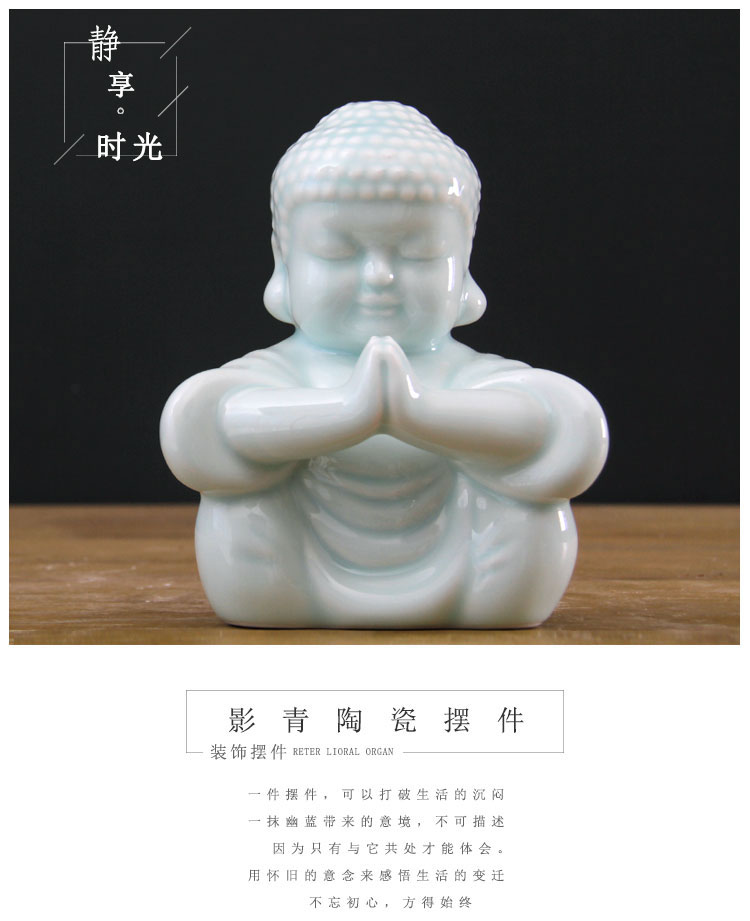 Jingdezhen Chinese manual shadow celadon of Buddha decoration ceramics furnishing articles [making porcelain decoration hand] praise f express little Buddha