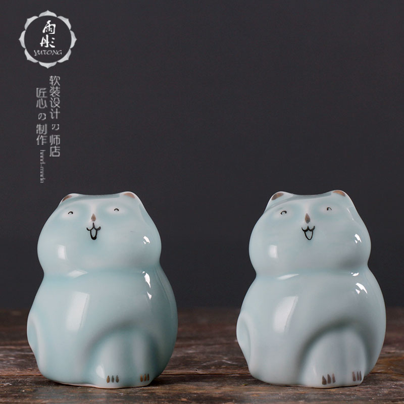 Jingdezhen shadow green manual ceramic Nordic decoration process creative decoration home decoration ceramic small place