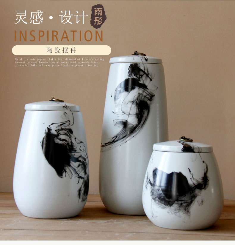 The rain tong household jingdezhen ceramic hand draw freehand brushwork in traditional Chinese painting ink tank storage tank home furnishing articles sitting room porch decoration