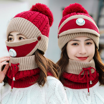 Cap child neck mask winter gush thickened warm winter bicycling anti-chill windproof protective ear knit wool thread cap