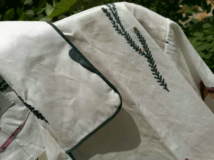 Mùa xuân và mùa hè mỏng 100% cotton dệt chéo twill cotton Bộ đồ ngủ dài tay cho nữ