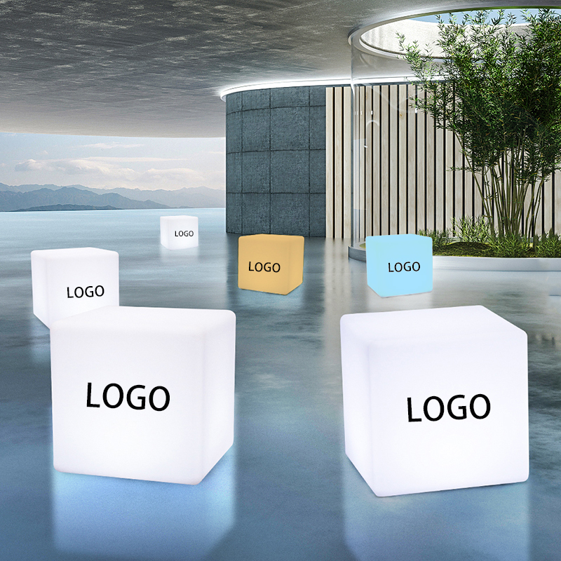 Printed Logo Luminous Cube Light Stool for Outdoor Events, Exhibition Cube-Shaped Light, Display Light Box for Car Shows Printed Logo Luminous Cube Light Stool for Outdoor Events, Exhibition Cube-Shaped Light, Display Light Box for Car Shows