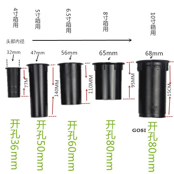 4 inch 5 inch 6 5 inch 8 inch 10 inch speaker horn pointing to pipe sound cylinder inverted phase tube ABS environmental protection material outlet hole