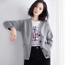 Lazy style sweater coat womens 2021 Autumn New Korean loose long sleeve Joker short spring and autumn knitted cardigan