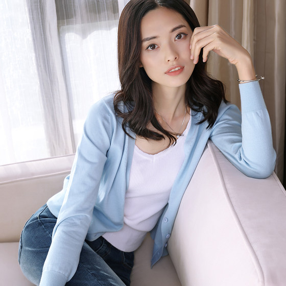 Knitted cardigan for women spring and autumn popular 2024 new early summer shawl cotton sweater jacket long-sleeved air-conditioning shirt