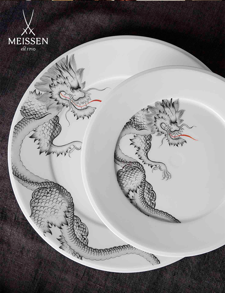 Those German mason MEISSEN porcelain white Ming dragon grain snacks snacks disc storage plate