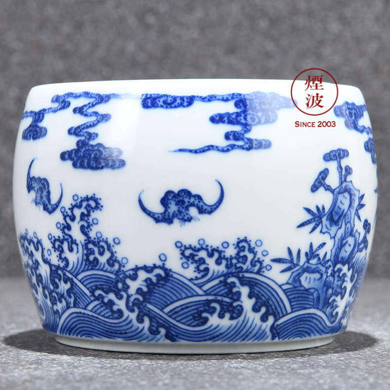 Jingdezhen sleep mountain hidden hand - made porcelain up section shou fortuna 's movement of grain tea canister storage tank