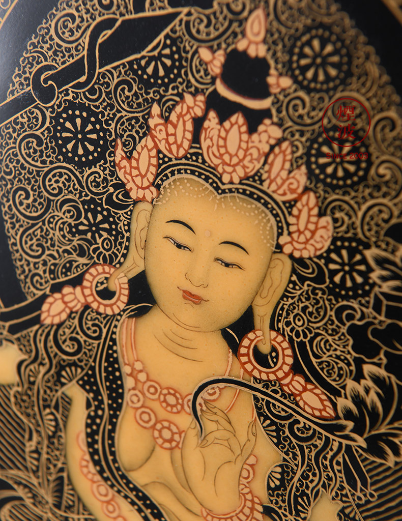 Those worship system of jingdezhen hand - made thangka porcelain plate painting pastel this life not gold Buddha