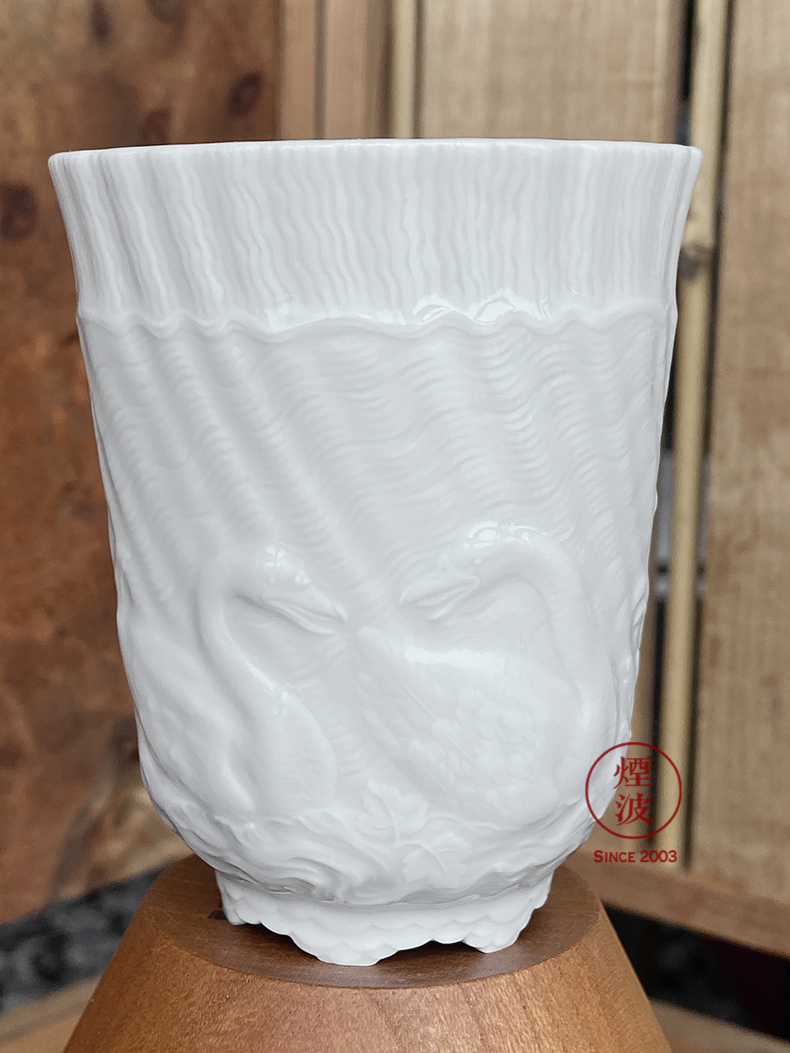 Germany MEISSEN porcelain swan mason series white paint painting flower tea cups