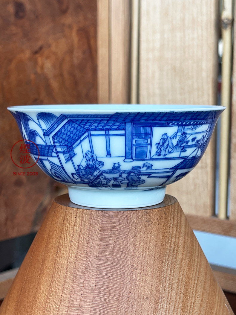 Jingdezhen sleep mountain hidden up to admire Jane with blue and white figure heavy porcelain manufacture mold figure keller cup