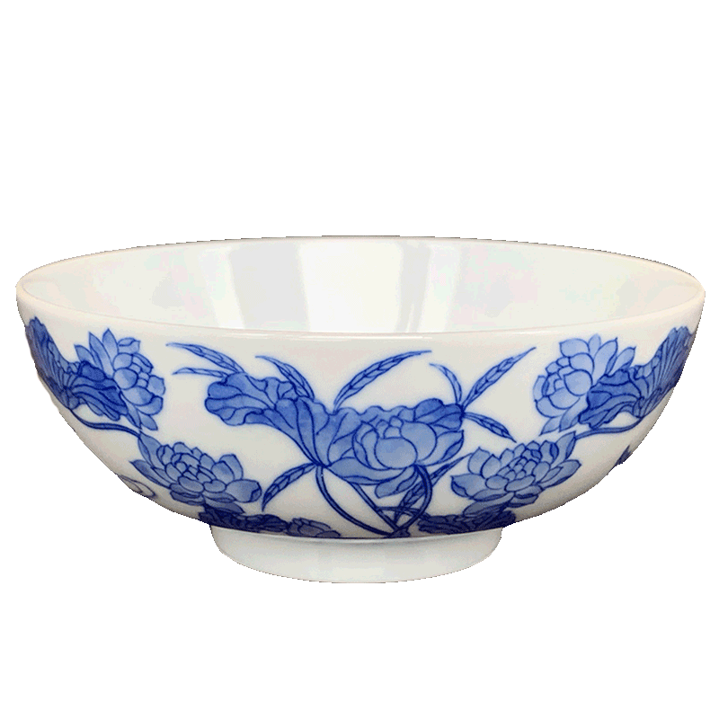 Jingdezhen spring auspicious jade Zou Jun up of eight of the blue and white lotus yuanyang new painting of flat bowl cups