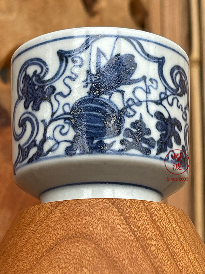 Hand - made imitation of yuan blue and white porcelain of jingdezhen g frequently hall window for fruit insect lines straight keller cup