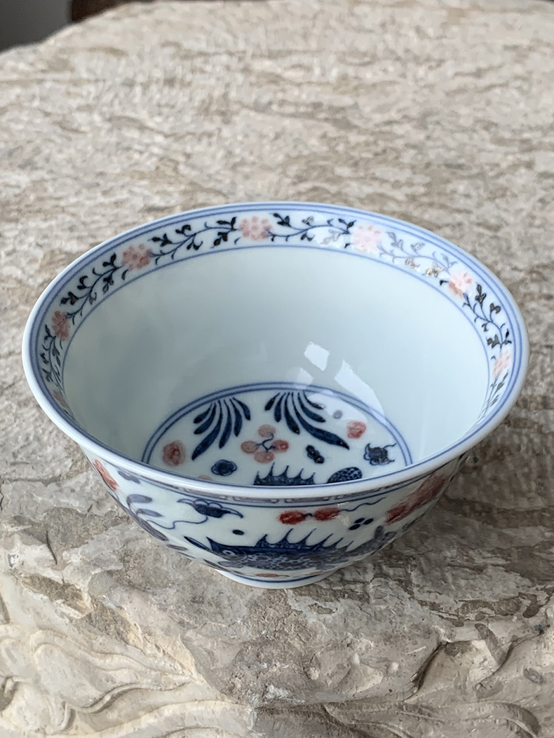 Jingdezhen spring auspicious jade Zou Jun up system with hand - made porcelain youligong fish grain sample tea cup tea cups