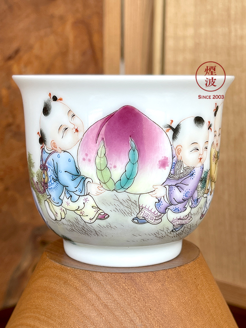 Jingdezhen spring auspicious jade Zou Jun up and colored enamel big head five of eight new system the lad yun long life long expressions using CPU