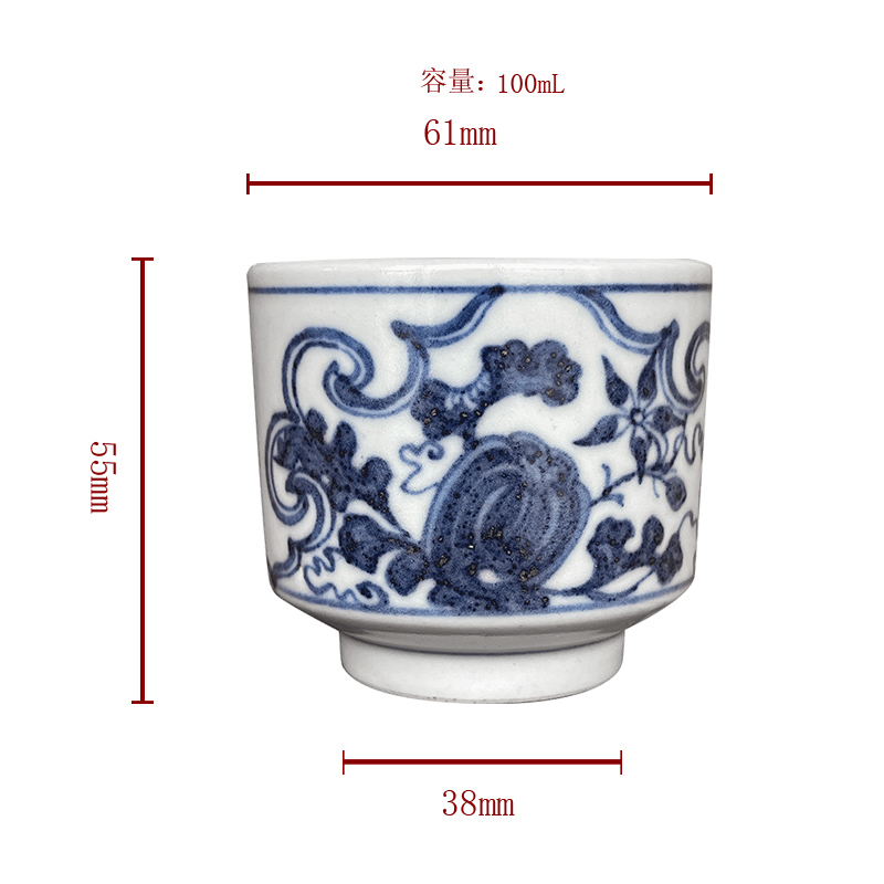 Hand - made imitation of yuan blue and white porcelain of jingdezhen g frequently hall window for fruit insect lines straight keller cup