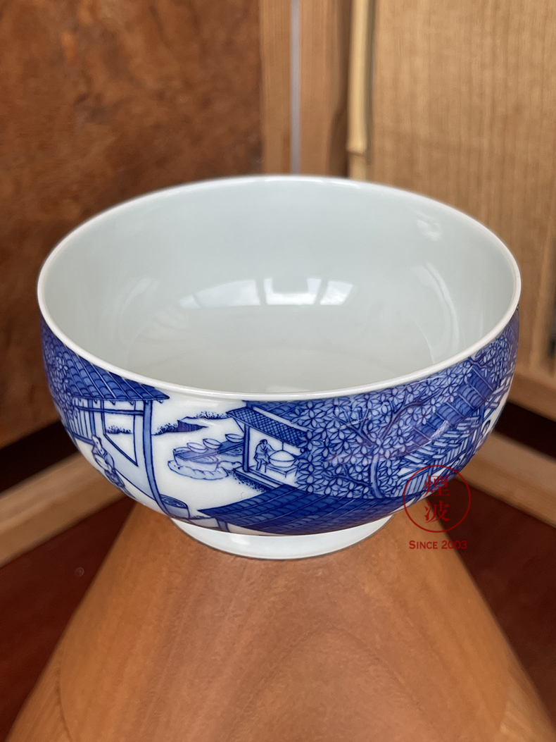 Jingdezhen sleep mountain hidden up to admire Jane with blue and white heavy porcelain making figure figure cylinder cup mold