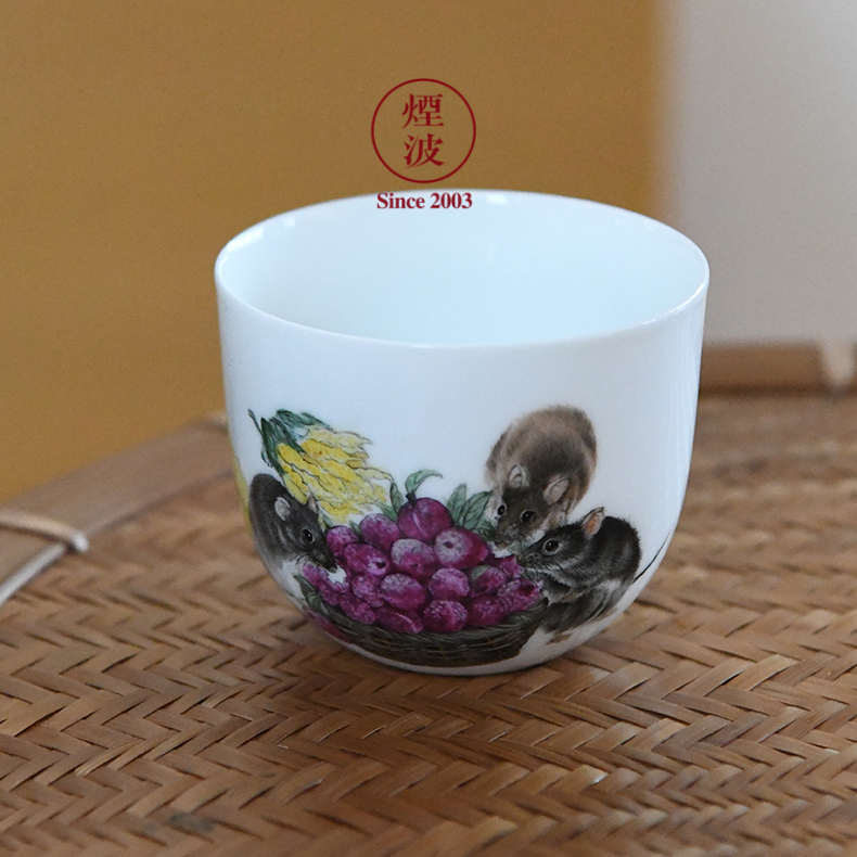 Jingdezhen nine calcinations experienced painters hand - made pastel rat year an abundant bergamot turnip tea cups to recognize the sample tea cup
