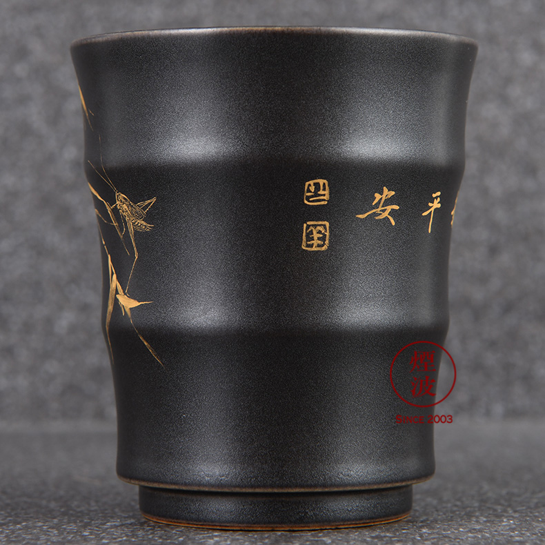 Those jingdezhen nine calcinations hand - made silver star burnt black glaze porcelain hand work report peaceful bamboo bamboo cups