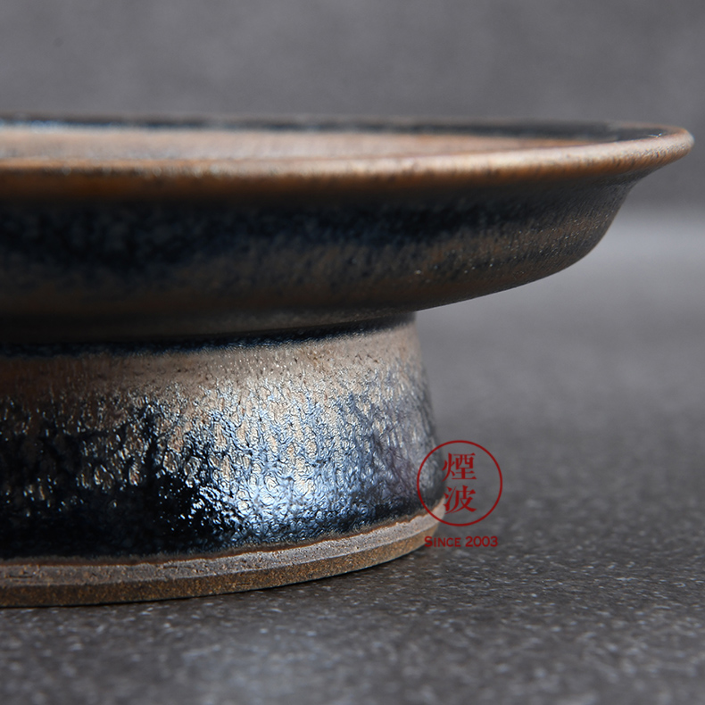 Japanese pottery master expedition just dazzle crystal droplets temmoku glaze tower of dish pot pot bearing snack tray