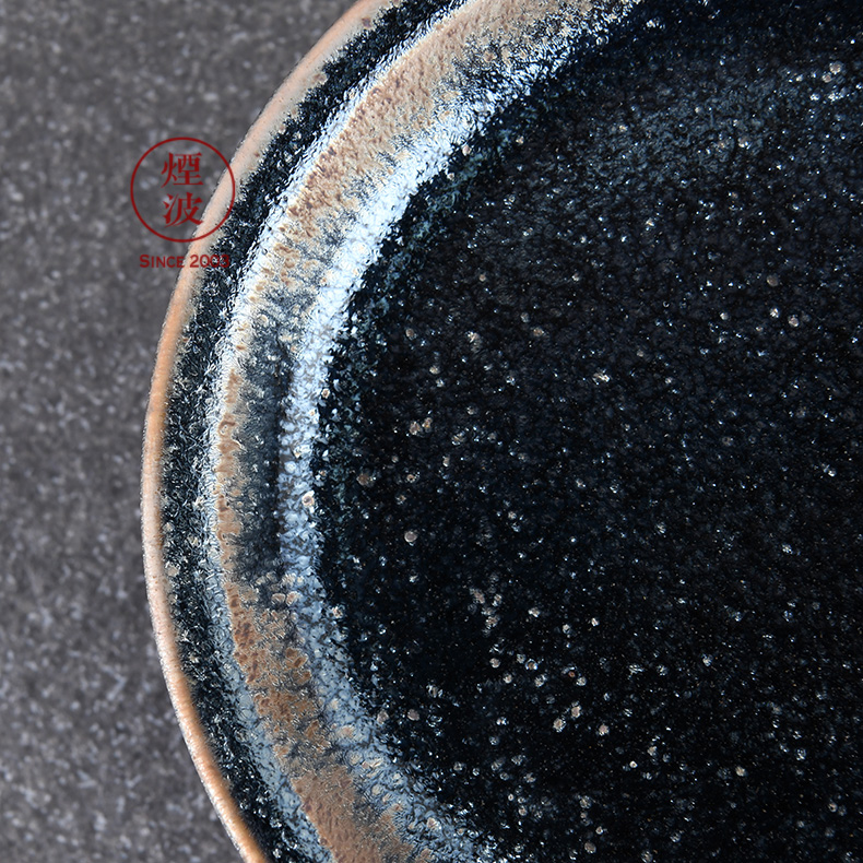 Japanese pottery master expedition just dazzle crystal droplets temmoku glaze tower of dish pot pot bearing snack tray