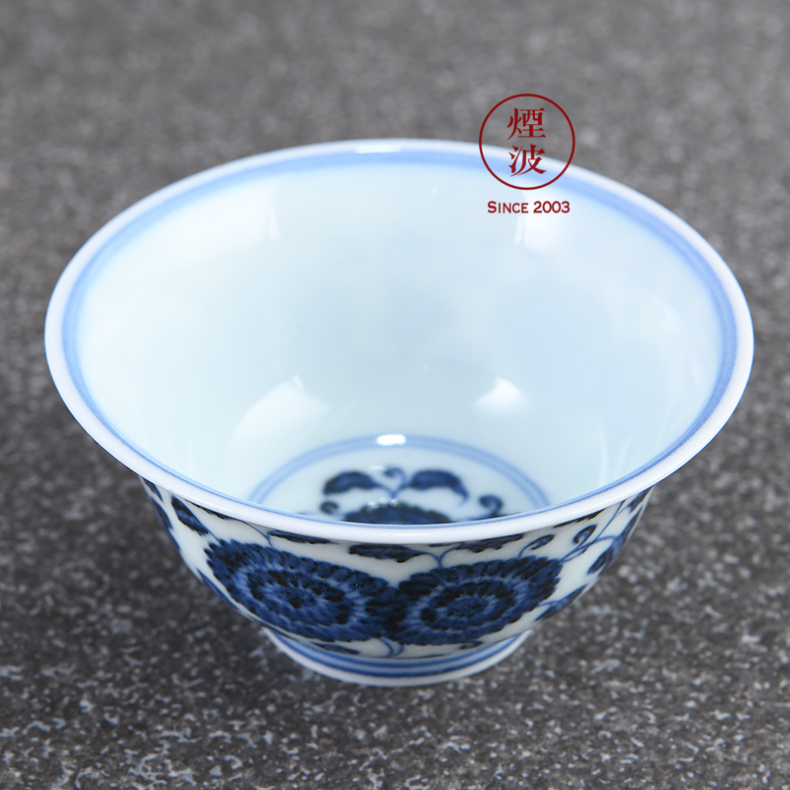 Jingdezhen spring auspicious jade Zou Jun up system with blue and white porcelain antique hand - made sample tea cup of by tea cups