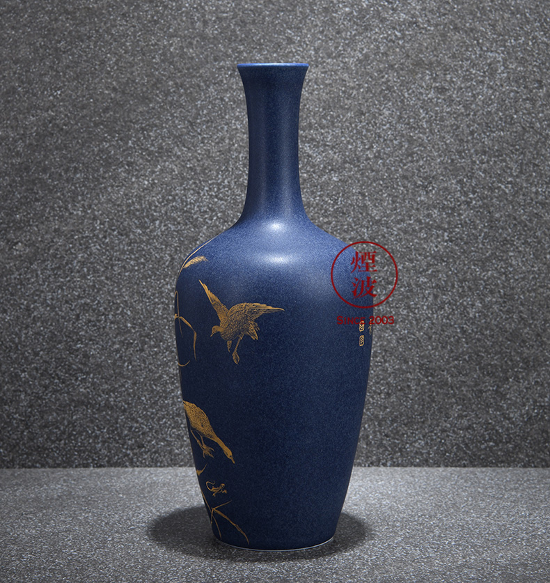 Those jingdezhen nine burn fuels the bluestar glaze wonderful hand burnt work reed pond was the qing shadow vases, flower implement