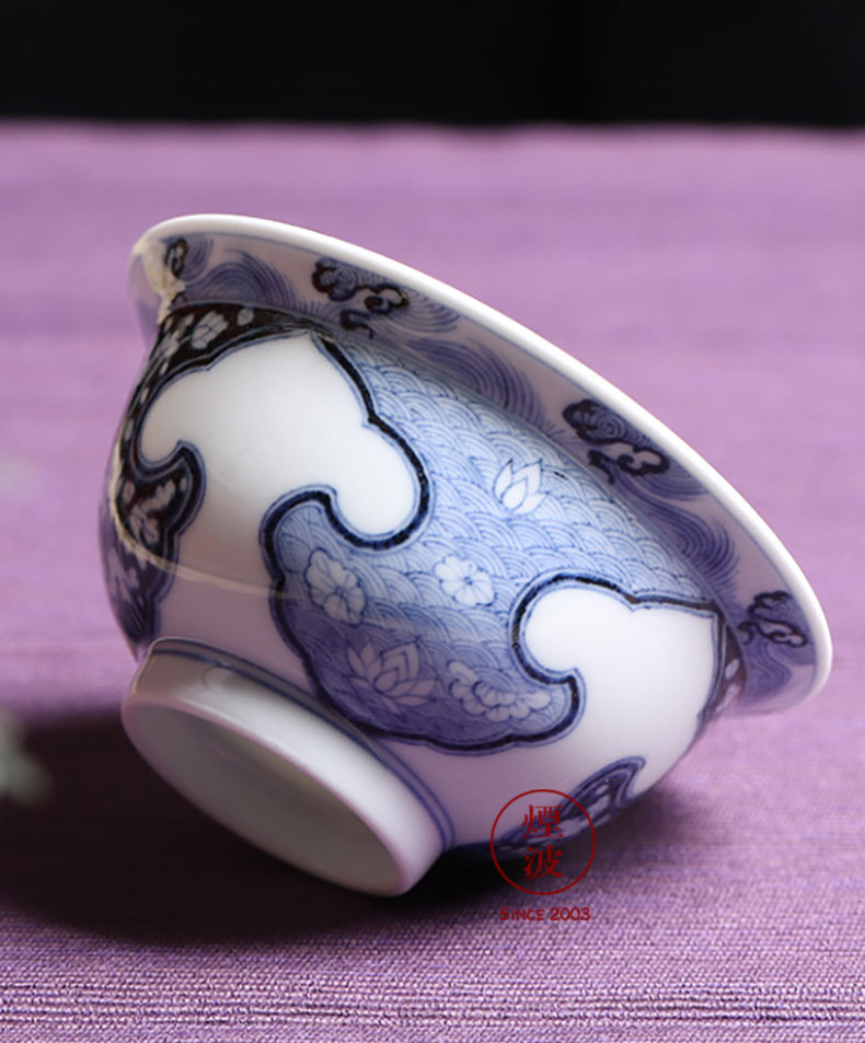 Jingdezhen sleep mountain hidden up reform movement of blue - and - white ruyi lotus pattern sample tea cup tea cups