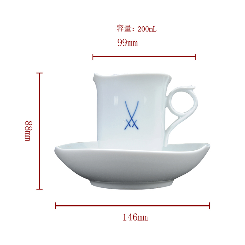 German MEISSEN porcelain mason magic white blue waves shuangjian coffee cup cup dish in the afternoon