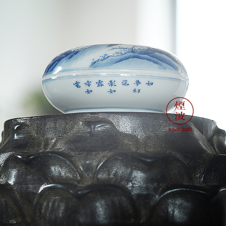 Jingdezhen made lesser collection with lesser RuanDingRong characters (the Buddha) inkpad box porcelain incense box