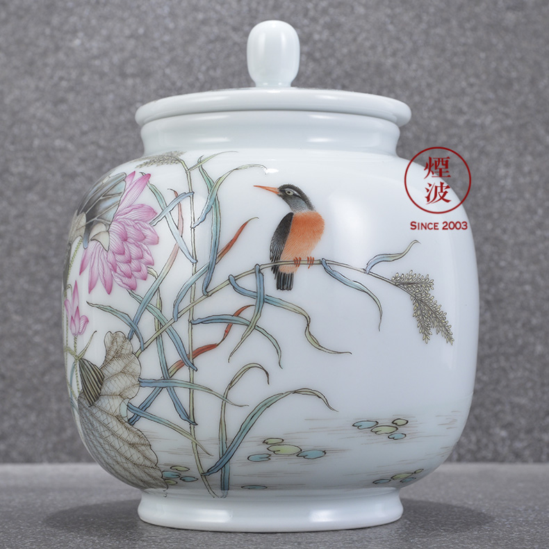 Those jingdezhen spring auspicious treasure jade Zou Jun up model of pastel colored enamel lotus tea caddy fixings