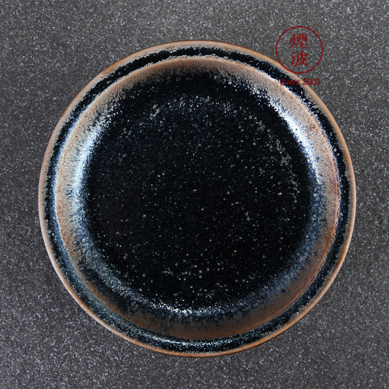 Japanese pottery master expedition just dazzle crystal droplets temmoku glaze tower of dish pot pot bearing snack tray
