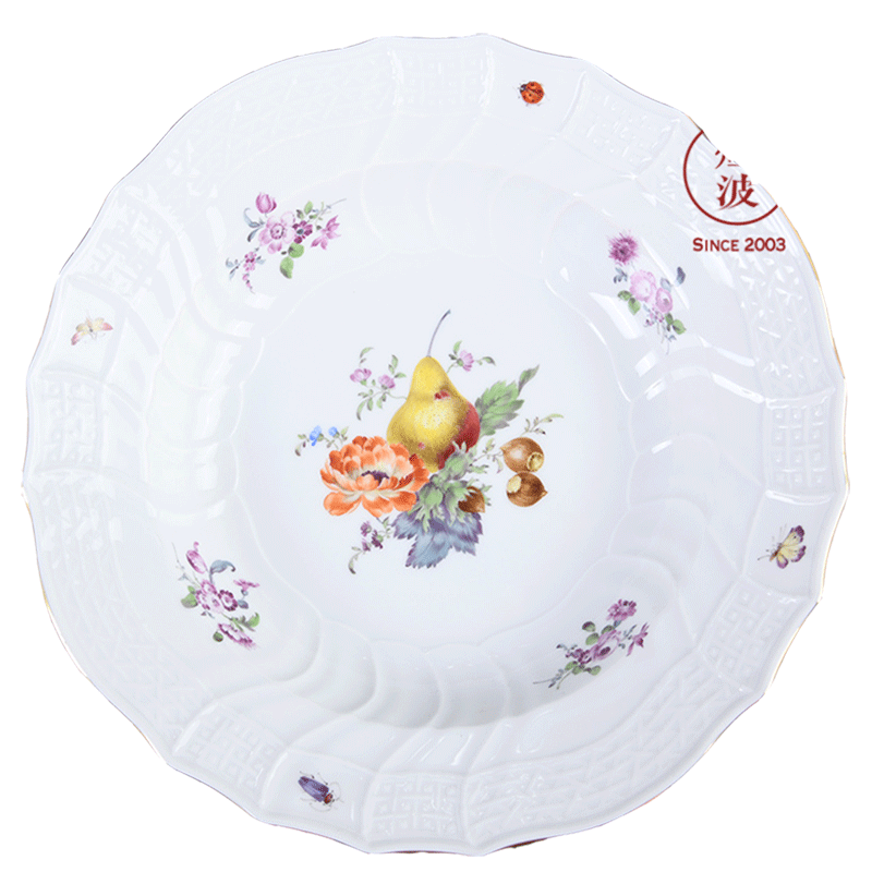 German mason MEISSEN porcelain new clipping paint color fruit flowers series plate deep dish bowl