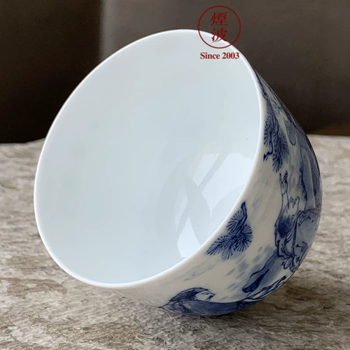 Jingdezhen Jiudu Секция ручной сине -белой фарфоровой девять секции Miao Hands Penglai Fairy Tea Cup Qianlong Cry Cry