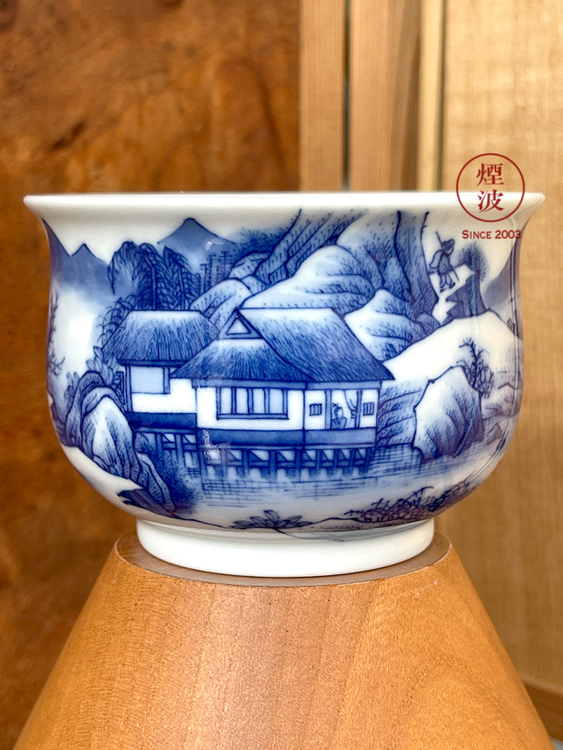 Jingdezhen spring auspicious jade Zou Jun up of eight of the blue and white new old boy riding donkey landscape furnace type of CPU