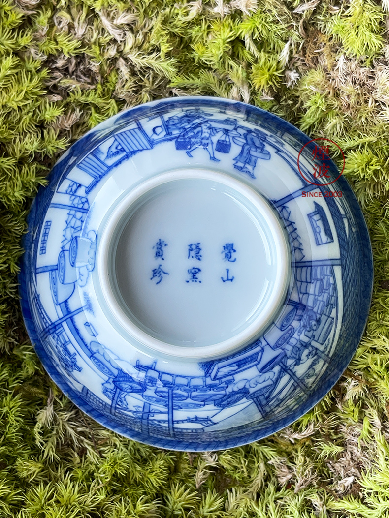 Jingdezhen sleep mountain hidden up to admire Jane with blue and white figure heavy porcelain manufacture mold figure keller cup