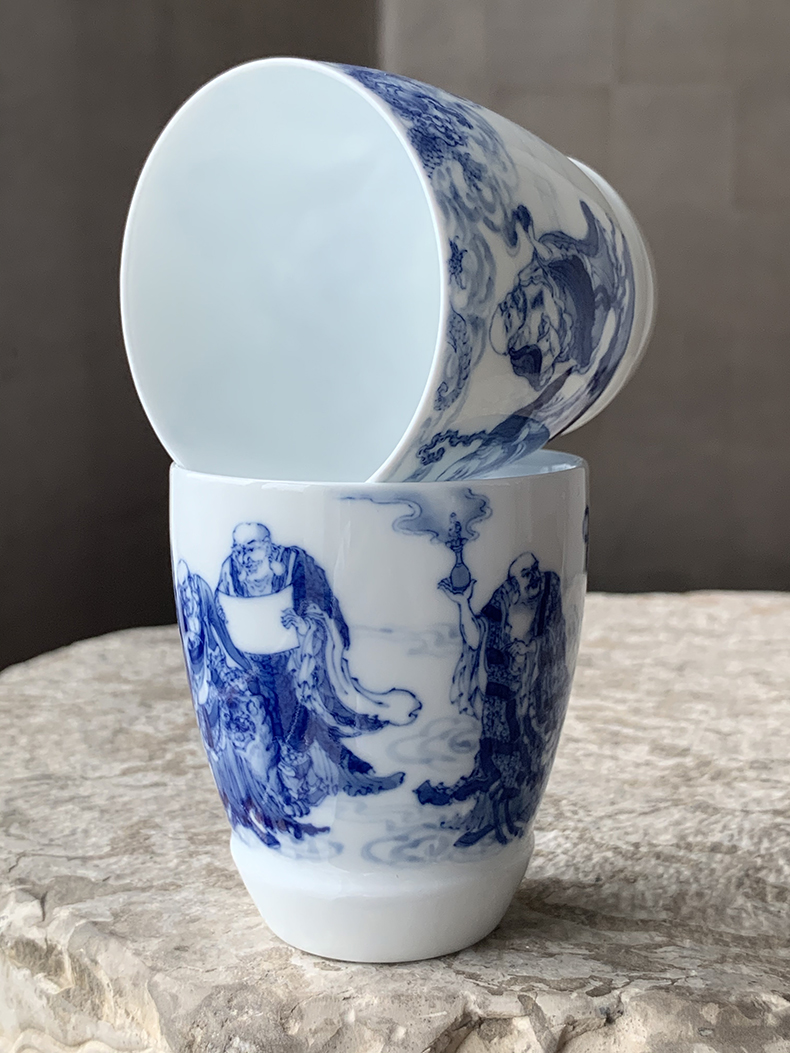 Jingdezhen nine wonderful hand burn hand - made porcelain nine paragraphs 18 arhats mould cup of a cup of tea cups