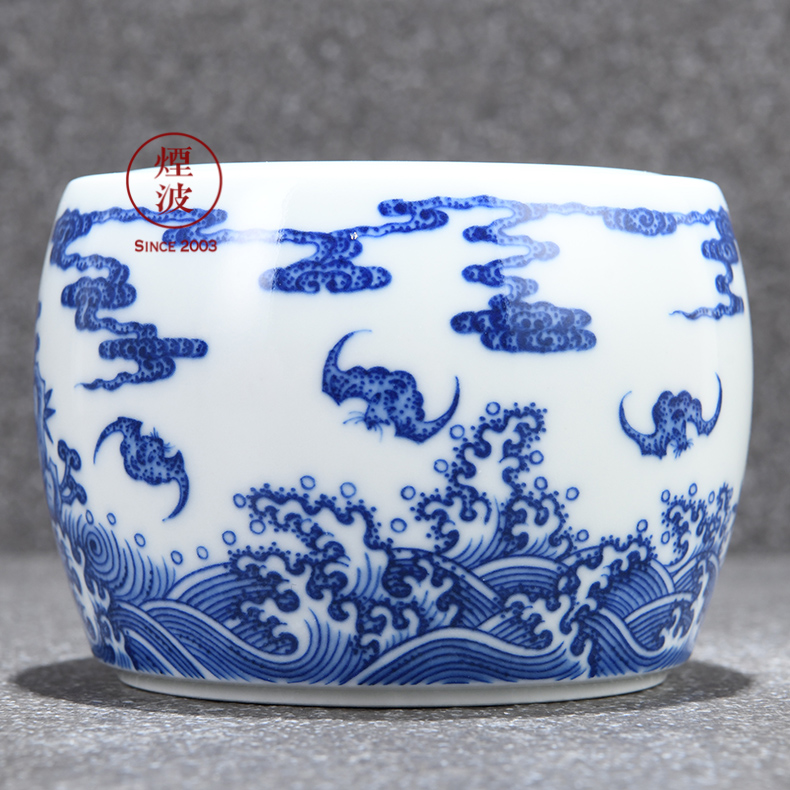 Jingdezhen sleep mountain hidden hand - made porcelain up section shou fortuna 's movement of grain tea canister storage tank