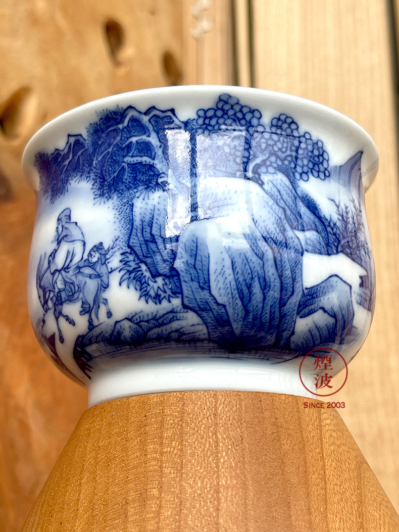 Jingdezhen spring auspicious jade Zou Jun up of eight of the blue and white new old boy riding donkey landscape furnace type of CPU