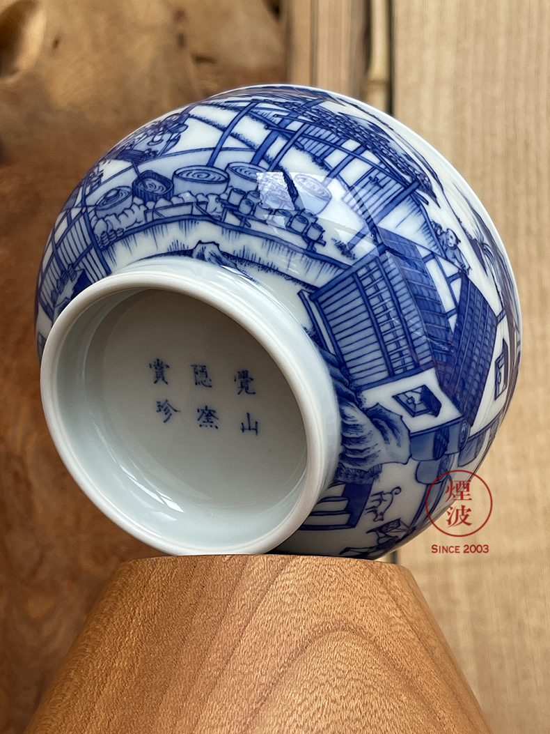 Jingdezhen sleep mountain hidden up to admire Jane with blue and white heavy porcelain making figure figure cylinder cup mold